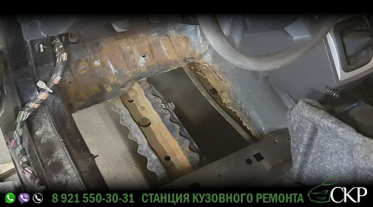 Замена участка пола Додж Калибр (Dodge Caliber) в СПб в автосервисе СКР.